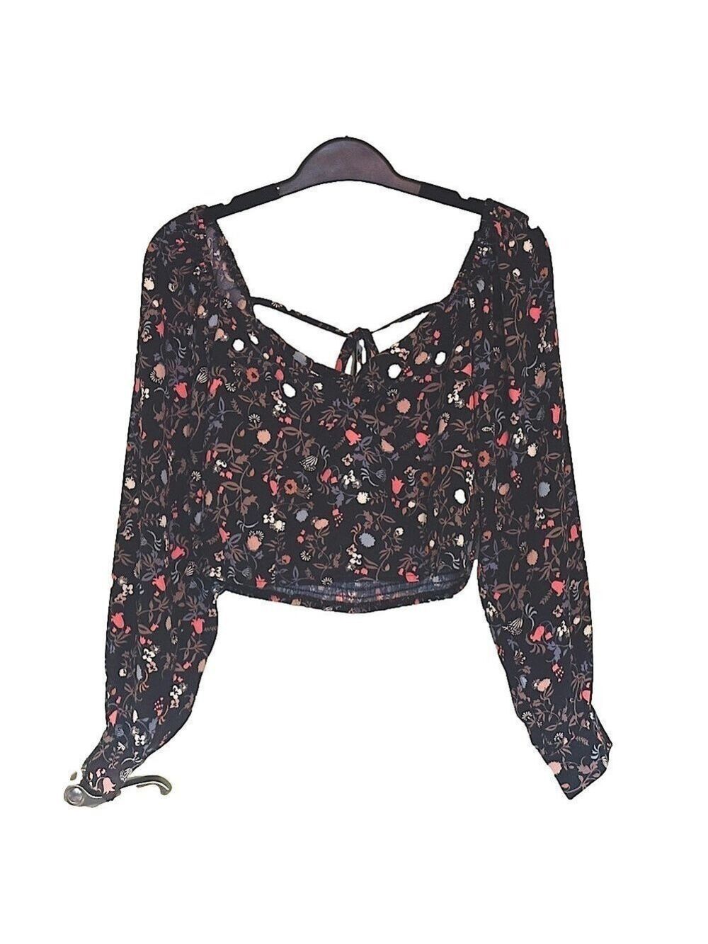 171.FOREVER 21 - Boho Puffed Sleeve Crop Top BNWT - Size Large